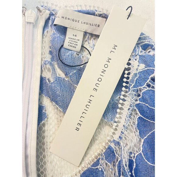 ML MONIQUE LHUILLIER Floral Print Lace Mini Dress Size 14 Fits 12 NWT - Picture 5 of 7